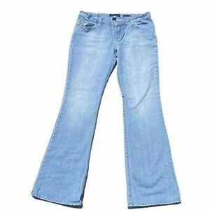 Aeropostale Women's Flare Size 5/6 Regular Distressed Light Wash Jeans Embroider